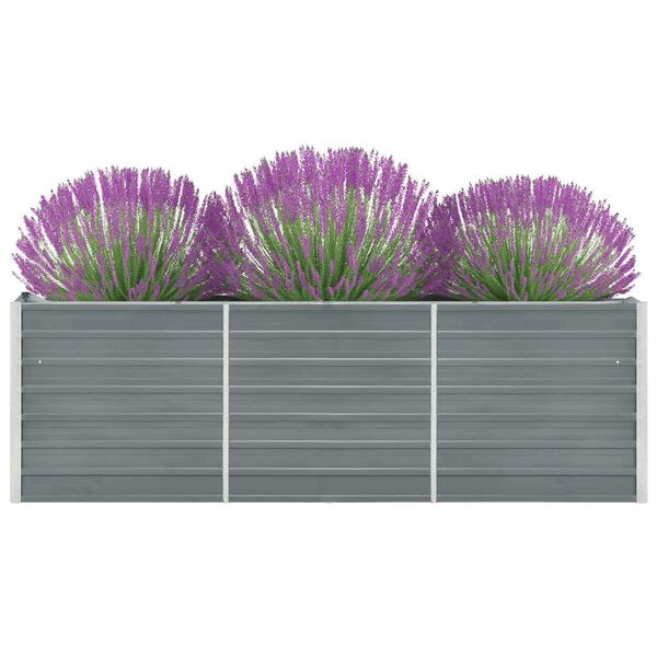 vidaXL Ζαρντινιέρα Υπερυψωμένη Γκρι 240x40x77 εκ. Γαλβανισμ. Χάλυβας