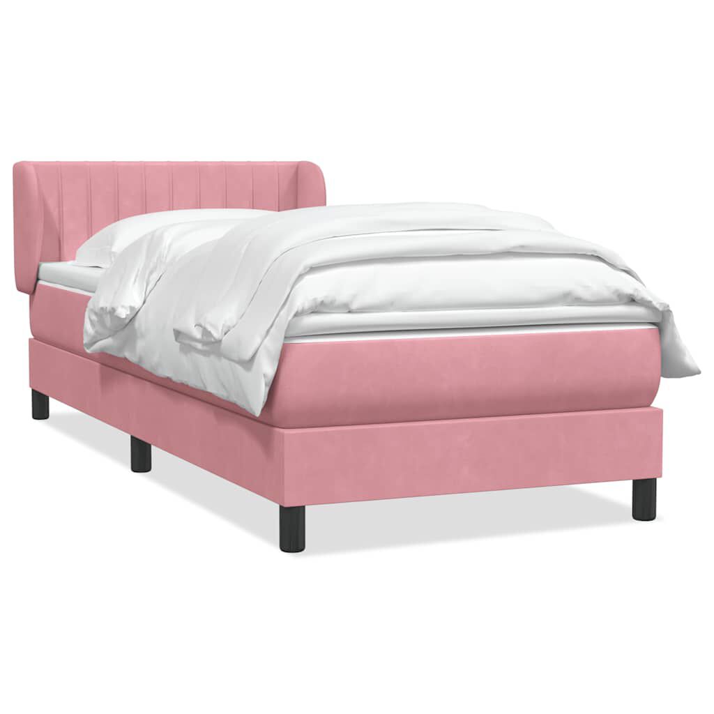 vidaXL Box Spring κρεβάτι με στρώμα ροζ 100x220 cm Βελούδινο