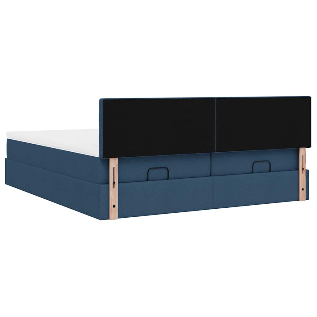 vidaXL Οθωμανικό κρεβάτι με στρώματα μπλε 180x200cm ύφασμα