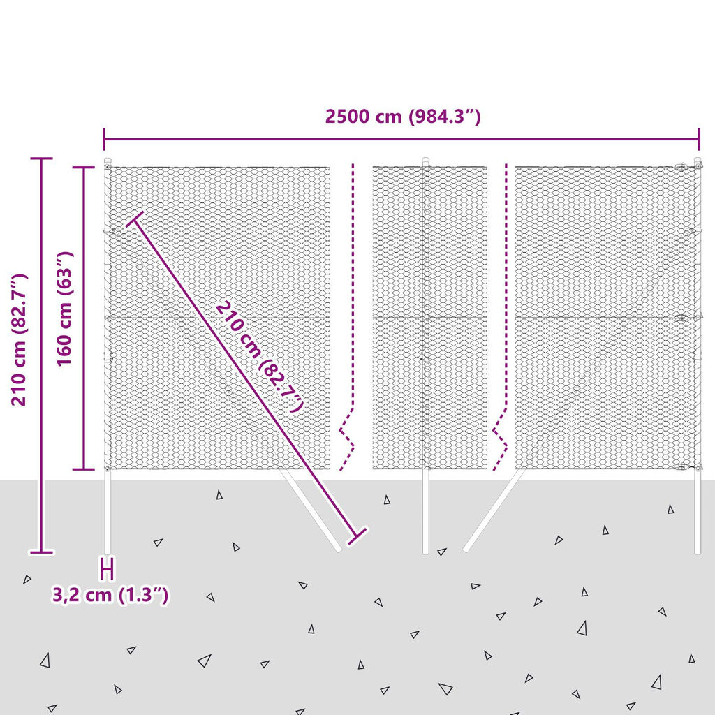 vidaXL Εξάγωνος Φράχτης Πράσινος 1.6x25 μ Χάλυβας
