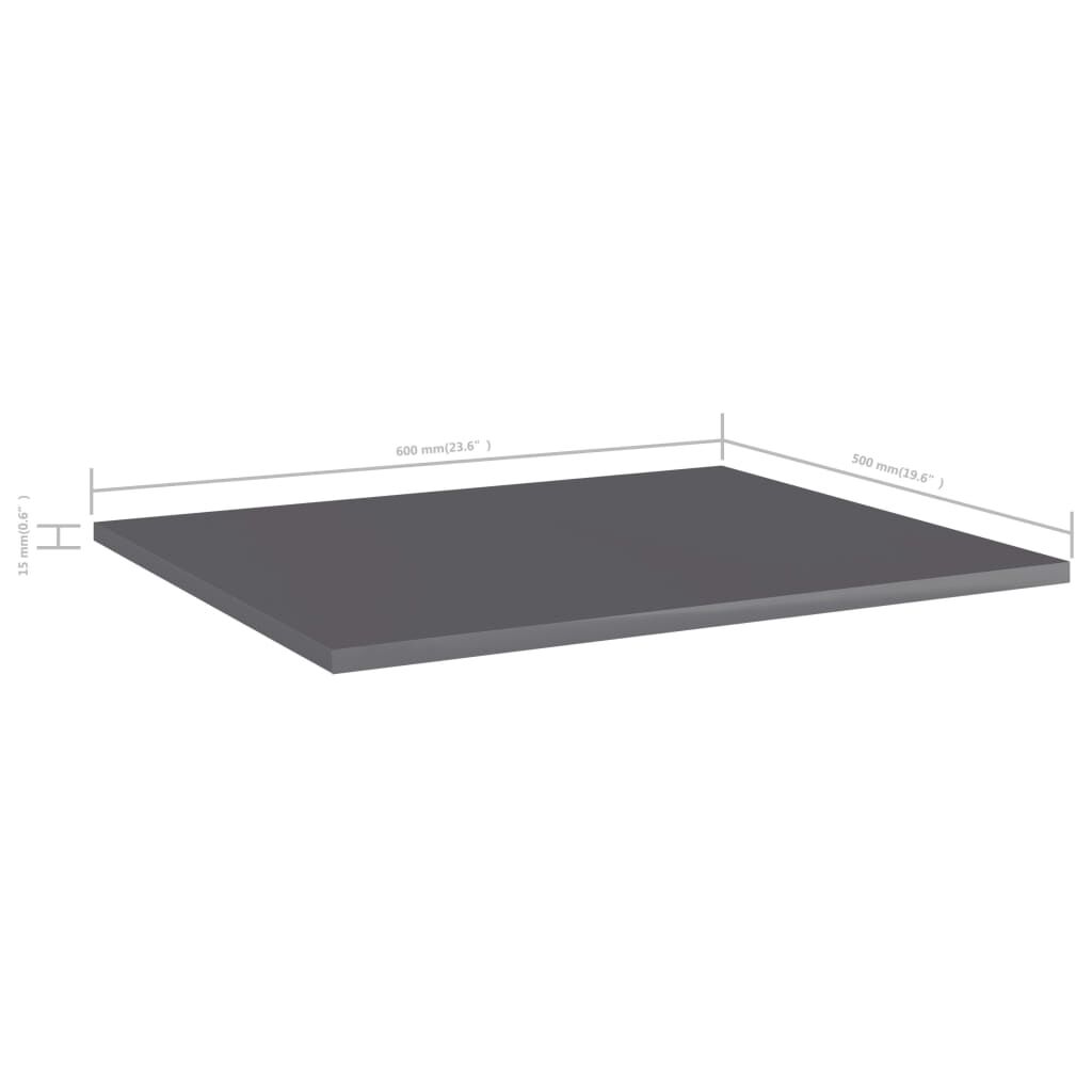 vidaXL Ράφια Βιβλιοθήκης 4 τεμ. Γυαλ. Γκρι 60x50x1,5 εκ. Μοριοσανίδα