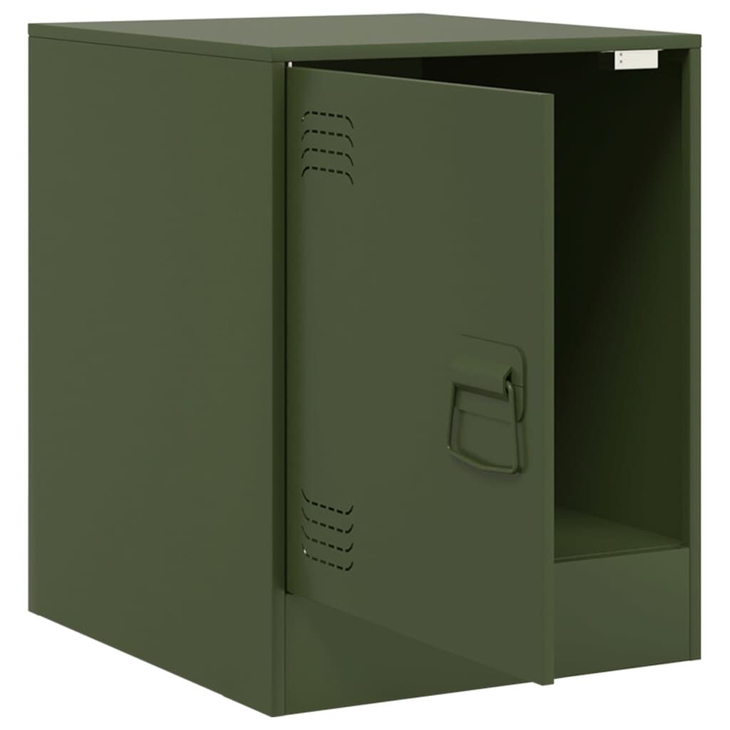 vidaXL Κομοδίνο Πράσινο Λαδί 34,5x39x44 εκ. από Χάλυβα
