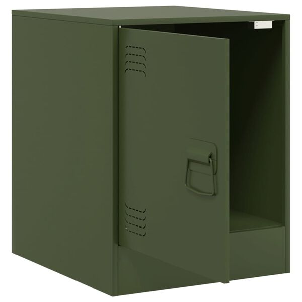 vidaXL Κομοδίνο Πράσινο Λαδί 34,5x39x44 εκ. από Χάλυβα