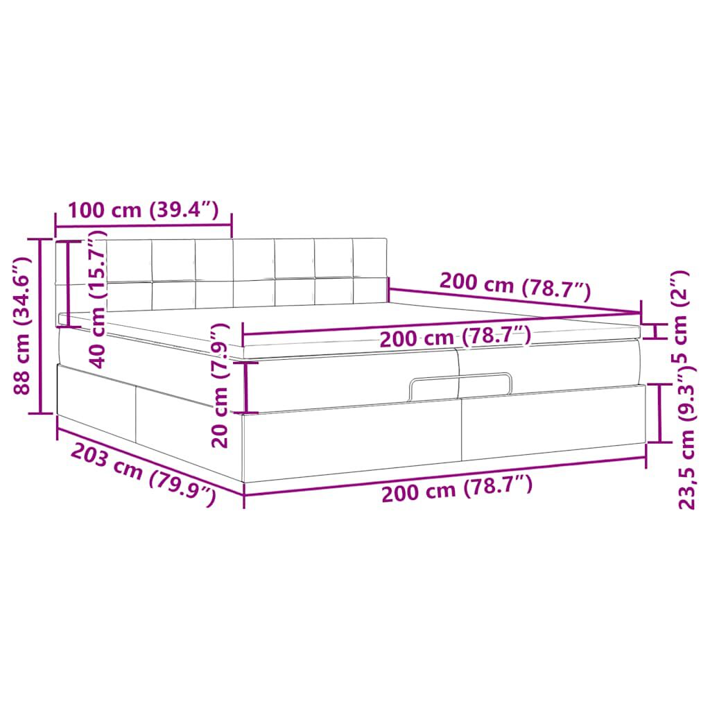 vidaXL Οθωμανικό κρεβάτι με στρώματα & LEDs Σκούρο πράσινο Βελούδο