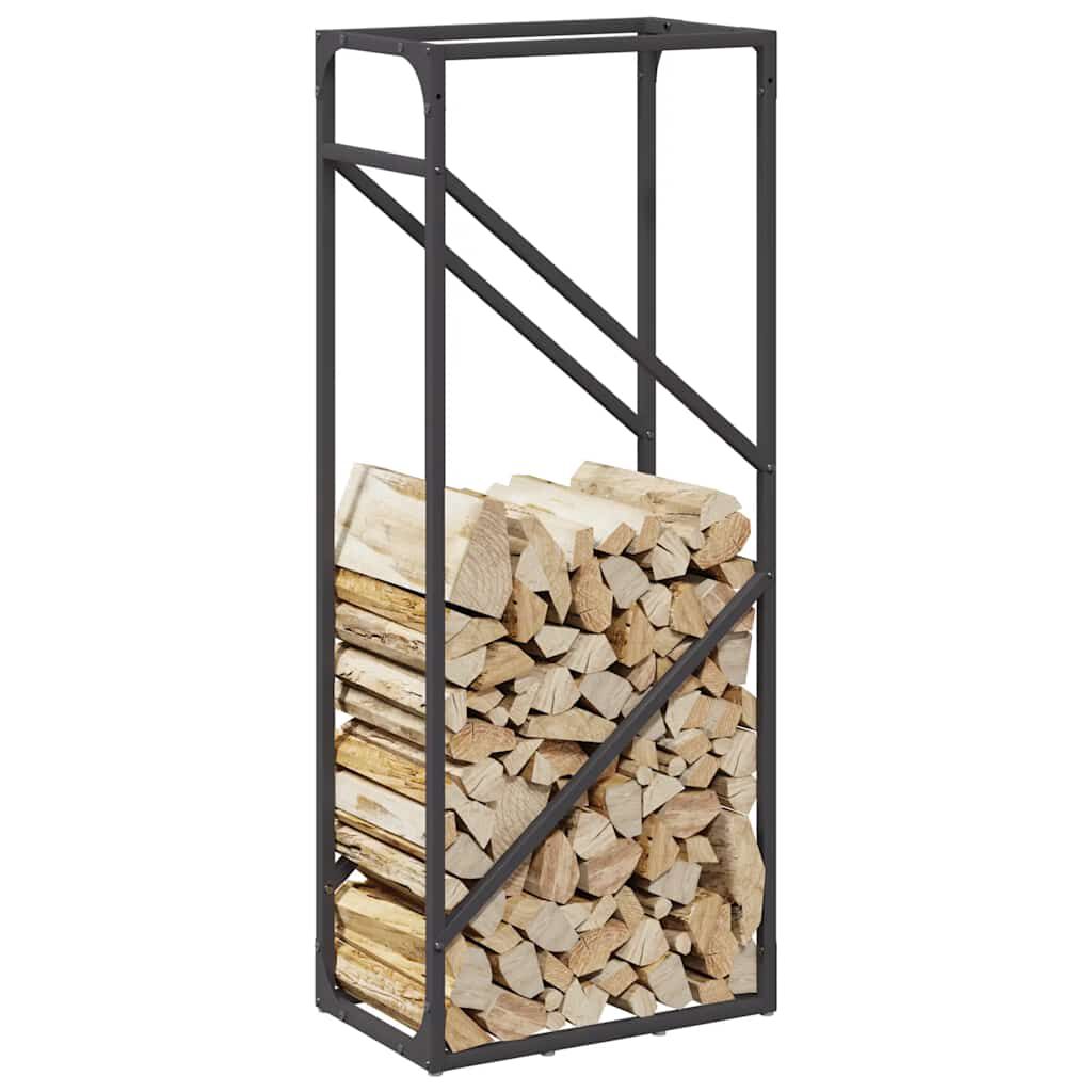 vidaXL Ράφι για καυσόξυλα Μαύρο 40x25x100 εκ. Ατσάλι ψυχρής έλασης