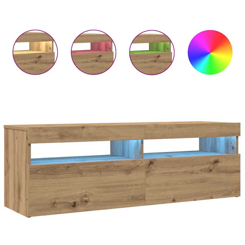 vidaXL Έπιπλο Τηλεόρασης με LED Αρτισιανή Δρυς 120x35x40 εκ Επεξ.Ξύλο