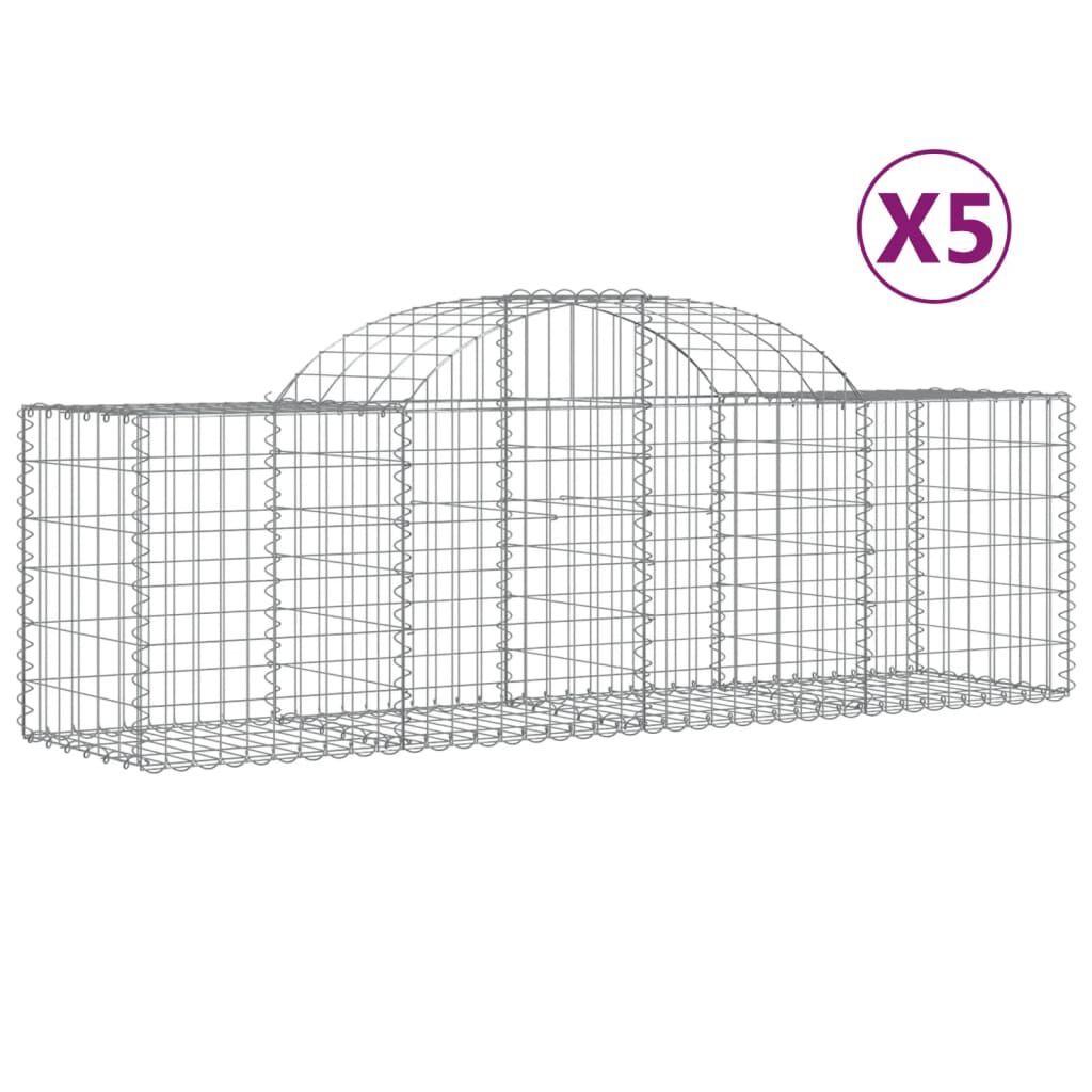 vidaXL Συρματοκιβώτια Τοξωτά 5 τεμ. 200x50x60/80 εκ. Γαλβαν. Ατσάλι
