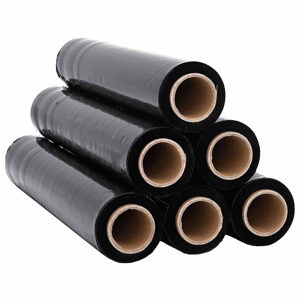 vidaXL Stretch Film 6 τεμάχια Μαύρο 20 μm 50 cm x 150 m