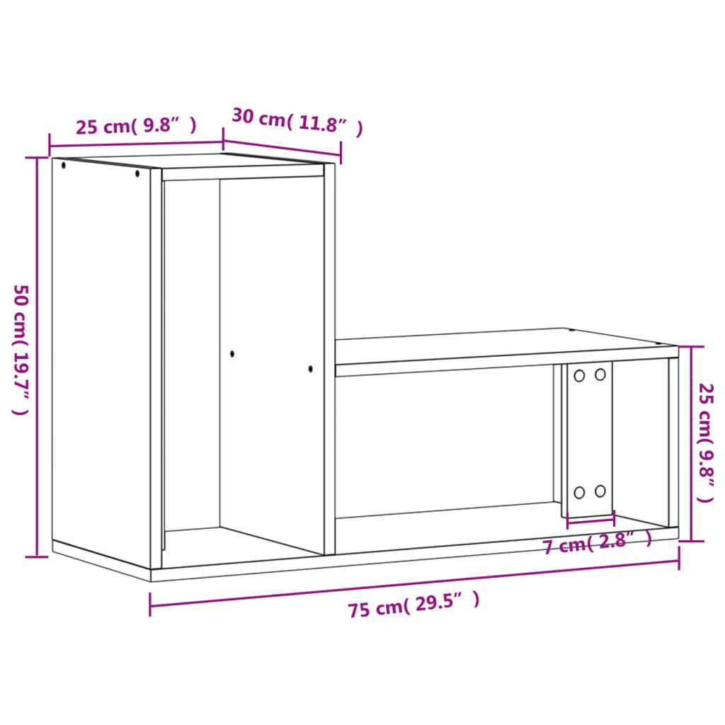 vidaXL Έπιπλα Τηλεόρασης 2 τεμ. Καφέ Δρυς 75x30x50 εκ. Επεξ. Ξύλο