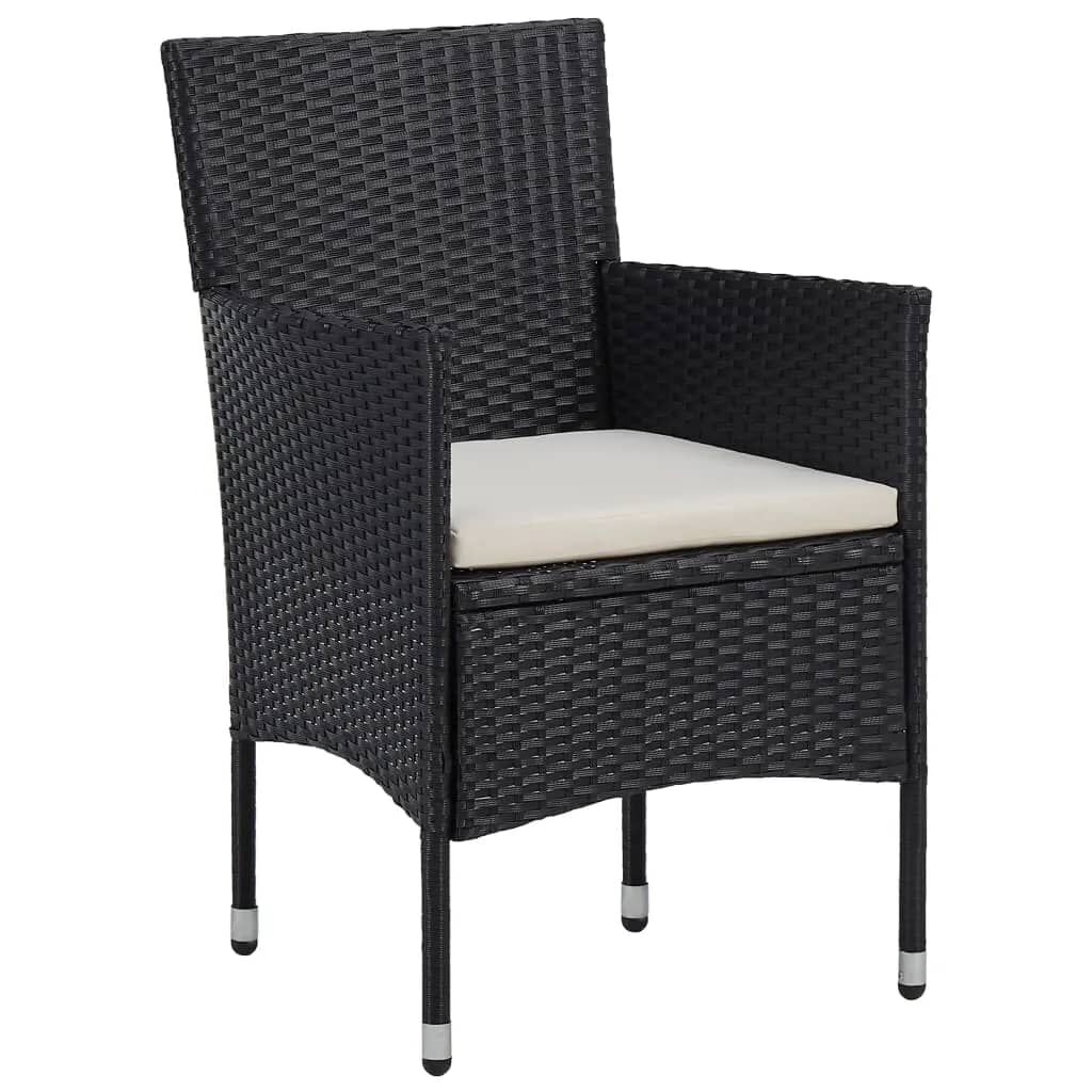 vidaXL Σετ Επίπλων Bistro Κήπου 3 τεμ. Μαύρο Συνθ. Ρατάν/Ψημένο Γυαλί