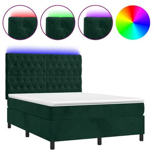vidaXL &Kappa;&rho;&epsilon;&beta;ά&tau;&iota; Boxspring &mu;&epsilon; &Sigma;&tau;&rho;ώ&mu;&alpha; & LED &Sigma;&kappa;. &Pi;&rho;ά&sigma;&iota;&nu;&omicron; 140x190&epsilon;&kappa; &Beta;&epsilon;&lambda;&omicron;ύ&delta;&omicron;