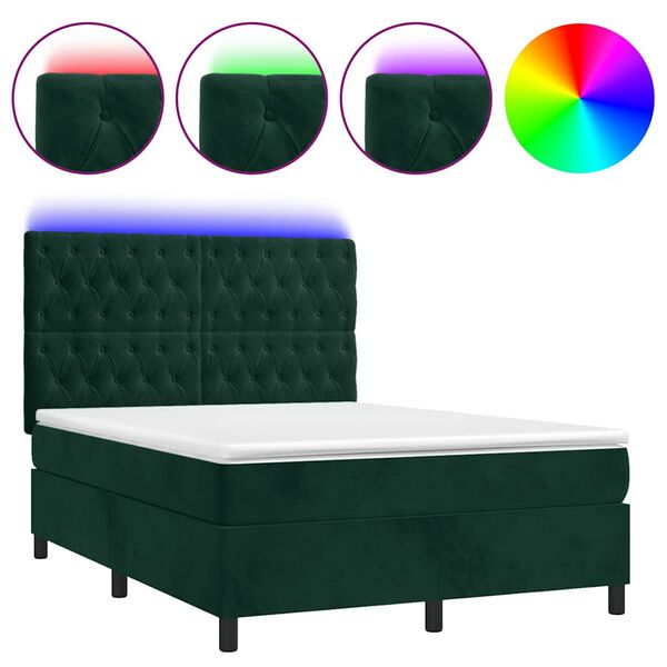 vidaXL &Kappa;&rho;&epsilon;&beta;ά&tau;&iota; Boxspring &mu;&epsilon; &Sigma;&tau;&rho;ώ&mu;&alpha; & LED &Sigma;&kappa;. &Pi;&rho;ά&sigma;&iota;&nu;&omicron; 140x190&epsilon;&kappa; &Beta;&epsilon;&lambda;&omicron;ύ&delta;&omicron;