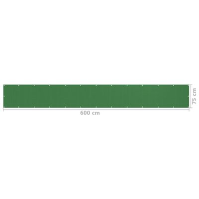 vidaXL Διαχωριστικό Βεράντας Ανοιχτό Πράσινο 75 x 600 εκ. από HDPE