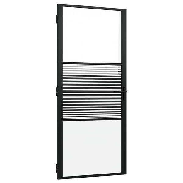 vidaXL Εσωτερική Πόρτα Μαύρο 93 x 201.5 cm Tempered γυαλί, Αλουμίνιο