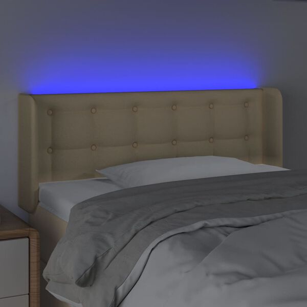 vidaXL Κεφαλάρι Κρεβατιού LED Κρεμ 83x16x78/88 εκ. Υφασμάτινο