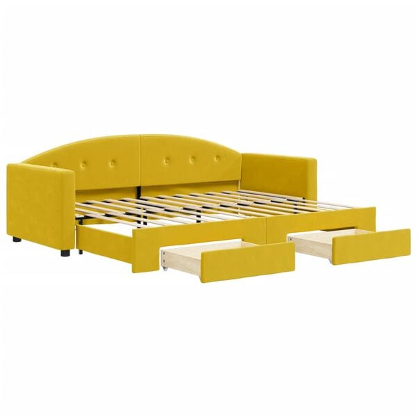 vidaXL Καναπές Κρεβάτι Συρόμενος Κίτρινο 80x200εκ. Βελούδινος Συρτάρια