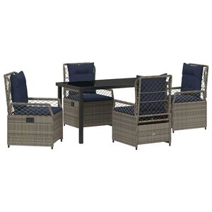 vidaXL Σέτ φαγητού για κήπο 5 pcs Γκρι συνθετικό ρατάν