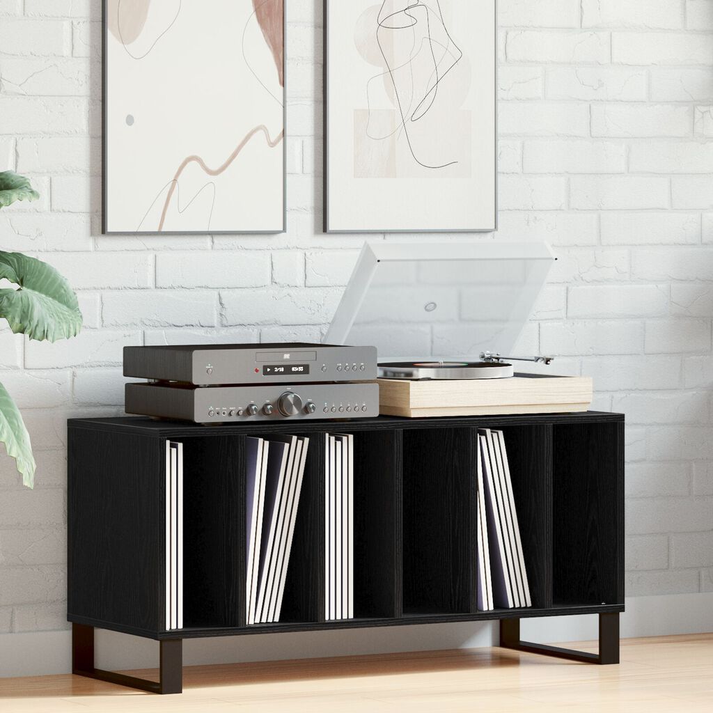 vidaXL Ντουλάπα Δίσκων Μαύρη Δρυς 100x38x48 εκ. Επεξεργασμένο Ξύλο