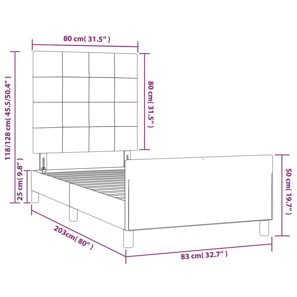 vidaXL Σκελετός Κρεβατιού Χωρίς Στρώμα Taupe 80x200 εκ. Υφασμάτινο