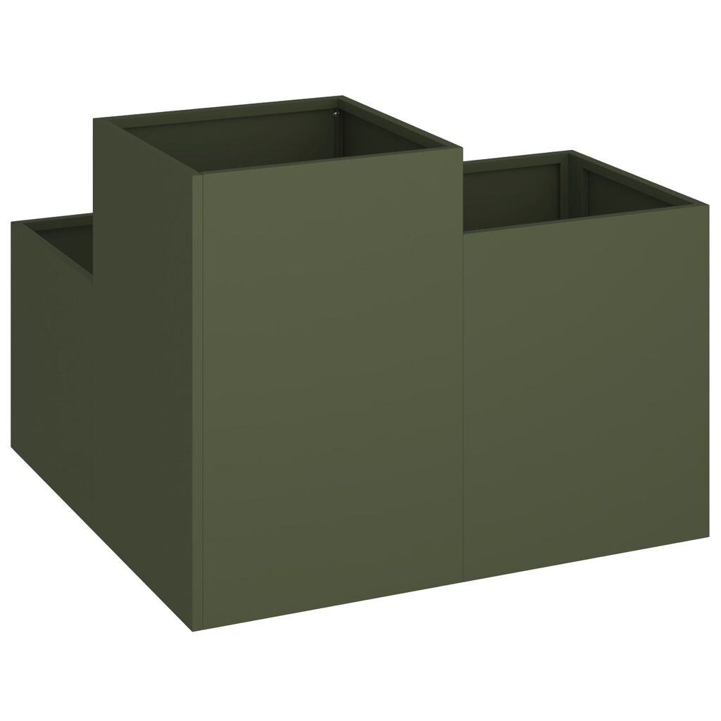 vidaXL Κηπουρική Γλάστρα 80x80x60 εκ. Πράσινος Ελαιόδεντρο Ατσάλι