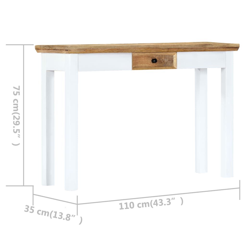 vidaXL Τραπέζι Κονσόλα Λευκό/Καφέ 110x35x75 εκ. από Μασίφ Ξύλο Μάνγκο