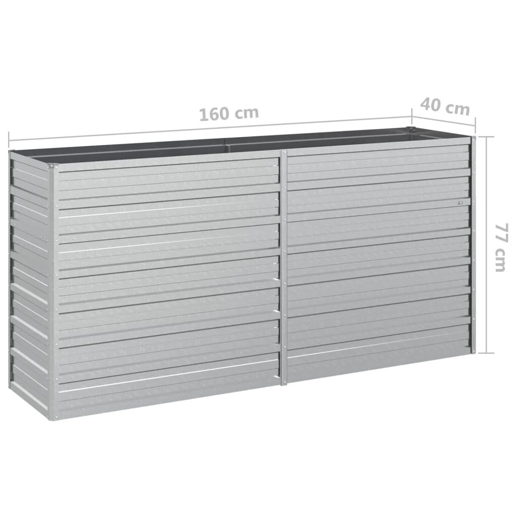 vidaXL Ζαρντινιέρα Υπερυψωμένη Ασημί 160x40x77 εκ. Γαλβανισμ. Χάλυβας