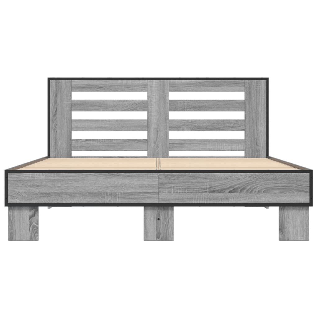 vidaXL Πλαίσιο Κρεβατιού Γκρι Sonoma 120 x 190εκ. Επεξ. Ξύλο & Μέταλλο