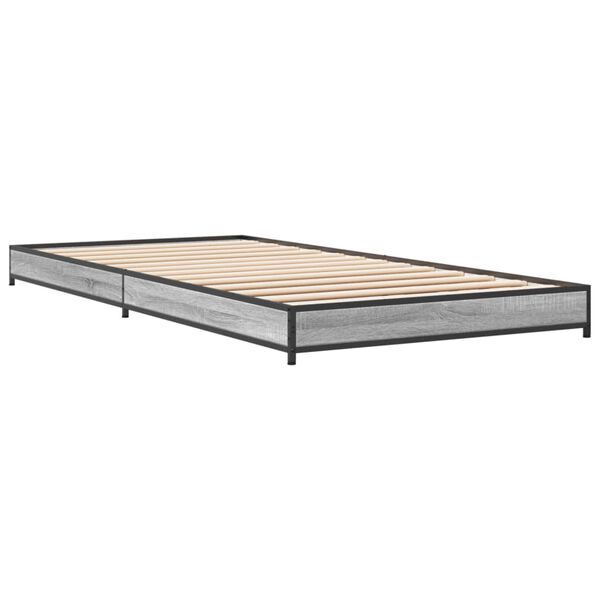 vidaXL Πλαίσιο Κρεβατιού Γκρι Sonoma 90 x 190 εκ. Επεξ. Ξύλο & Μέταλλο