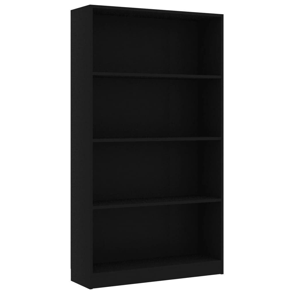 vidaXL Βιβλιοθήκη με 4 Ράφια Μαύρη 80 x 24 x 142 εκ. από Επεξ. Ξύλο