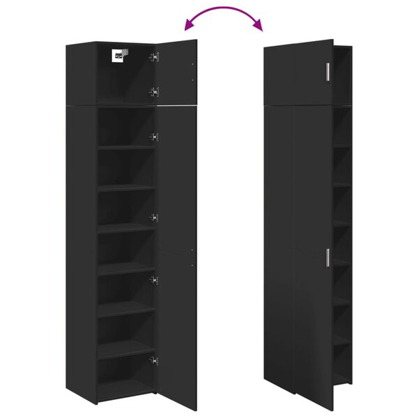 vidaXL Ντουλάπι Αποθήκευσης Στενό Μαύρο 45x42,5x225 εκ. Επεξεργ. Ξύλο