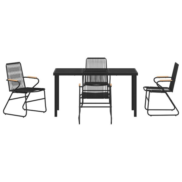vidaXL Σέτ φαγητού για κήπο 5 pcs Μαύρο PVC ρατάν