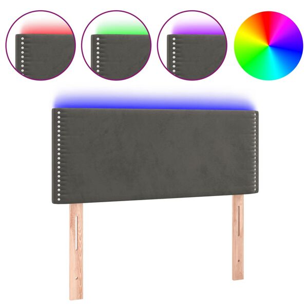 vidaXL Κεφαλάρι Κρεβατιού LED Σκούρο Γκρι 100x5x78/88 εκ. Βελούδινο
