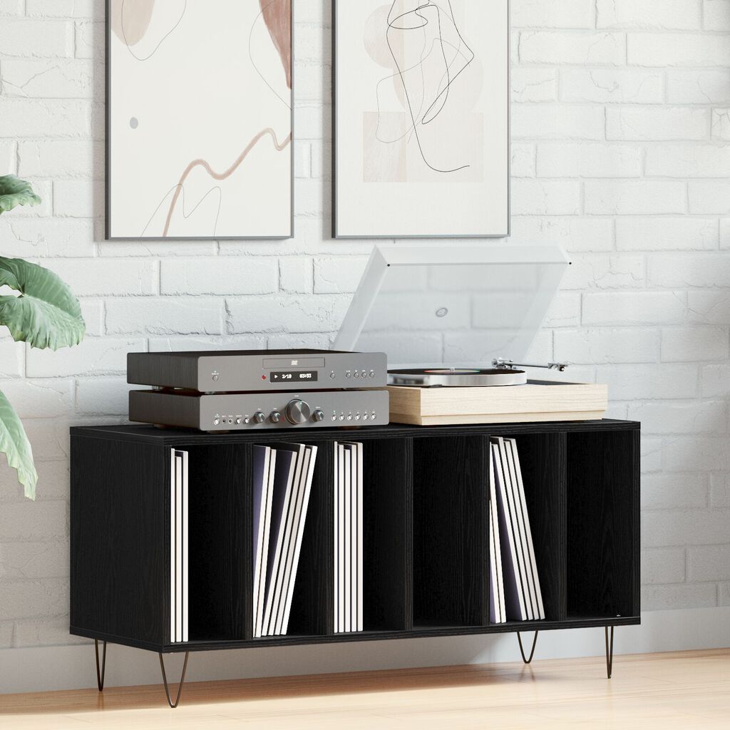 vidaXL Ντουλάπα Δίσκων Μαύρη Δρυς 100x38x48 εκ. Επεξεργασμένο Ξύλο