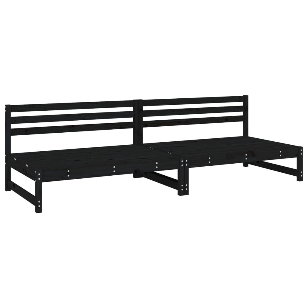 vidaXL Καναπέδες Κήπου Μεσαίοι 2Τεμ. Μαύροι 120x80εκ Μασίφ Ξύλο Πεύκου
