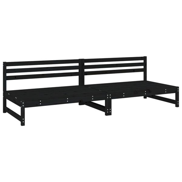 vidaXL Καναπέδες Κήπου Μεσαίοι 2Τεμ. Μαύροι 120x80εκ Μασίφ Ξύλο Πεύκου