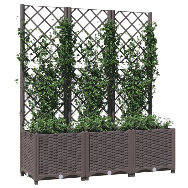 vidaXL Ζαρντινιέρα Κήπου με Καφασωτό Καφέ 120 x 40 x 136 εκ. από PP