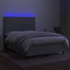 vidaXL Κρεβάτι Boxspring με Στρώμα & LED Αν.Γκρι 140x190εκ. Υφασμάτινο