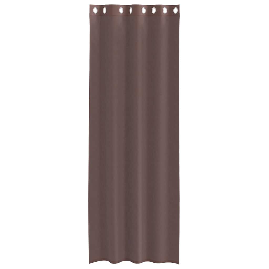 vidaXL Κουρτίνες Voile με ροδέλες 2 τεμάχια Καφέ 140x260 εκ.
