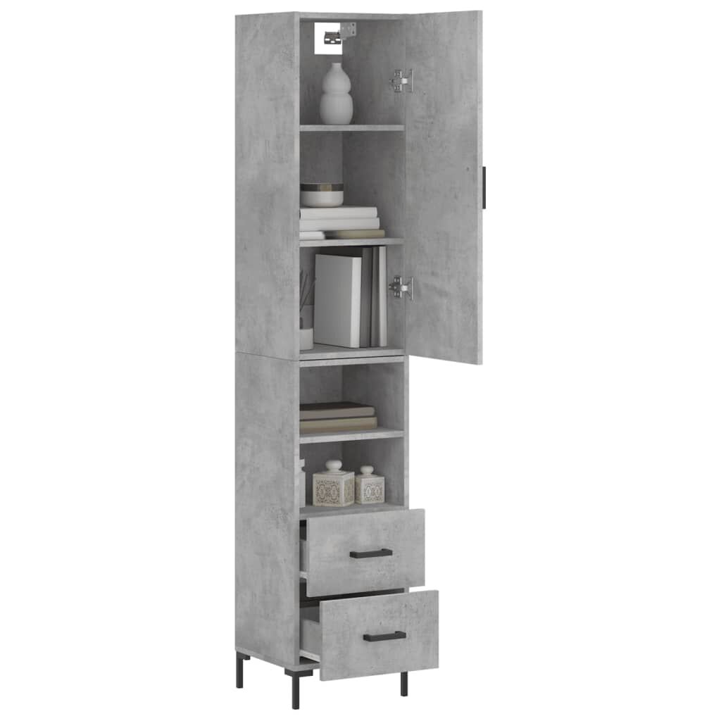 vidaXL Ντουλάπι Γκρι Σκυροδέματος 34,5x34x180 εκ. Επεξεργασμένο Ξύλο