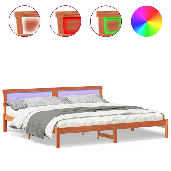 vidaXL Σκελετός Κρεβατιού Καφέ κεριού 180 x 200 cm Μασίφ ξύλο πεύκου