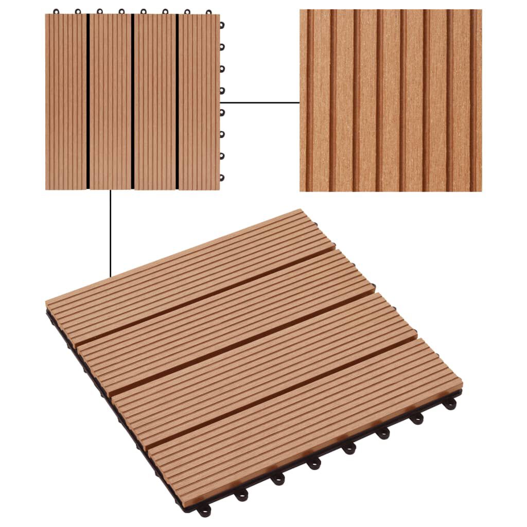 vidaXL Πλακάκια Deck 11 τεμ. Χρώμα Teak 30 x 30 εκ. 1 μ² από WPC