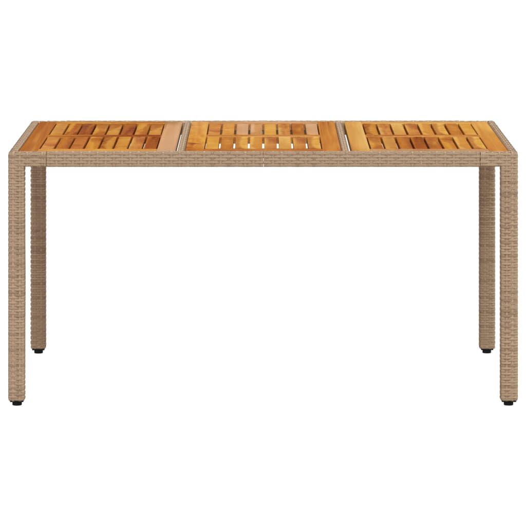 vidaXL Τραπέζι Κήπου Μπεζ 150x90x75 εκ. Συνθετικό Ρατάν / Ξύλο Ακακίας