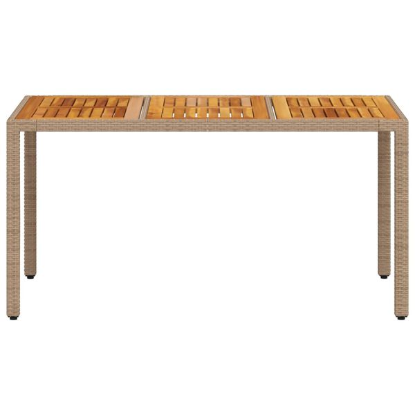 vidaXL Τραπέζι Κήπου Μπεζ 150x90x75 εκ. Συνθετικό Ρατάν / Ξύλο Ακακίας