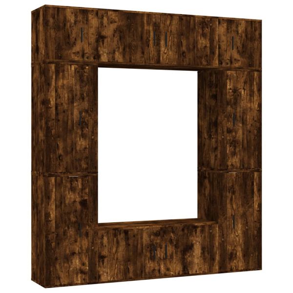 vidaXL Σετ Επίπλων Τηλεόρασης 8 Τεμαχίων Καπνιστή δρυς Επεξ. Ξύλο