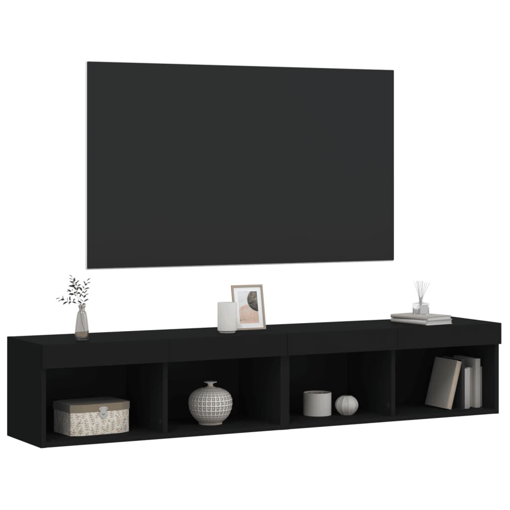 vidaXL Έπιπλα Τηλεόρασης με LED 2 τεμ. Μαύρα 80 x 30 x 30 εκ.