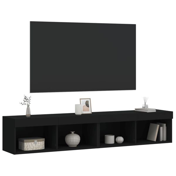 vidaXL Έπιπλα Τηλεόρασης με LED 2 τεμ. Μαύρα 80 x 30 x 30 εκ.