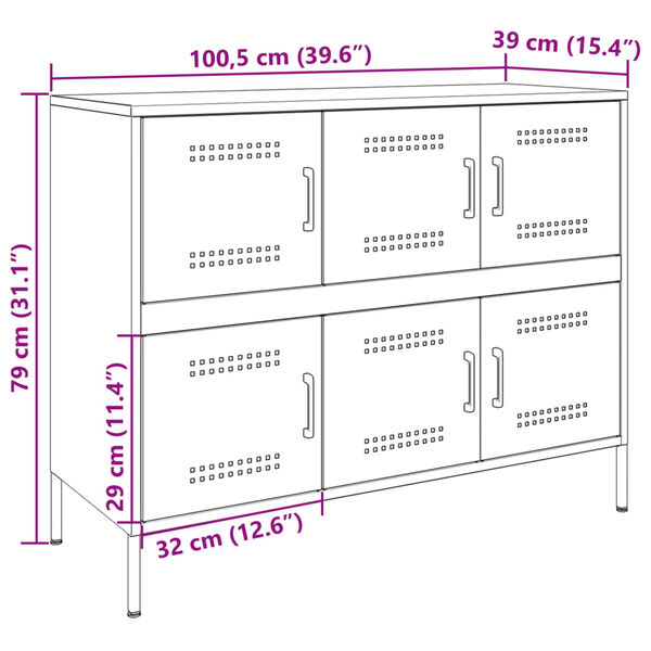 vidaXL Ντουλάπι Μαύρο 100,5x39x79 εκ. από Χάλυβα
