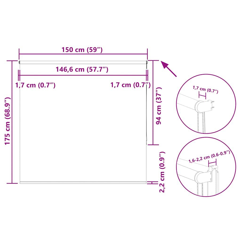 vidaXL Roller Blind Blackout γκρί 150x175 cm Πλάτος υφάσματος 146,6cm