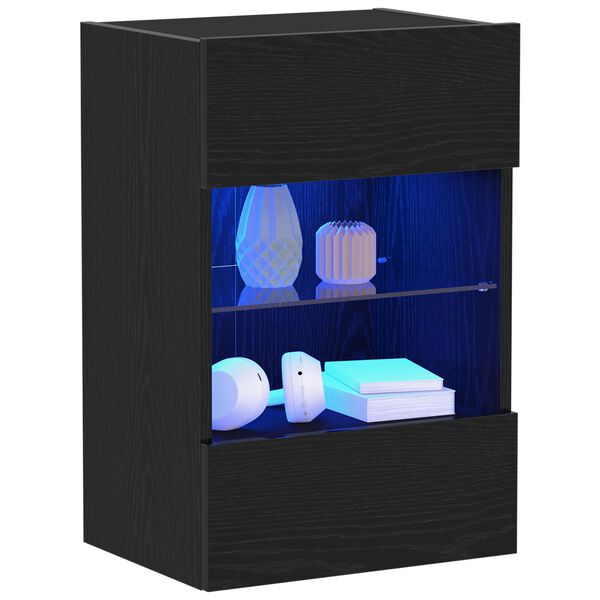 vidaXL LED Κατασκευή τηλεόρασης 2 τεμ Μαύρη Δρυς 40x30x60,5 εκ Επεξεργασμένο ξύλο