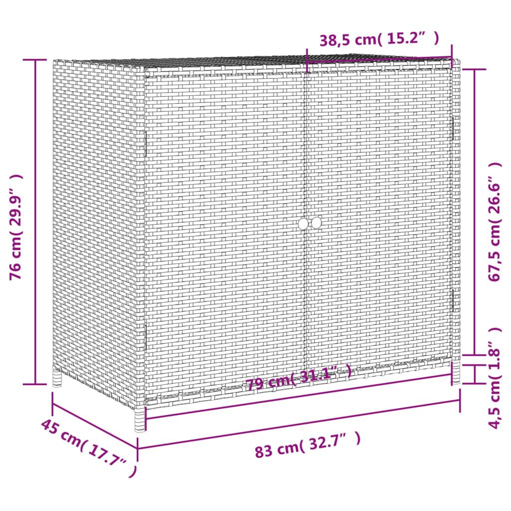 vidaXL Ντουλάπι Αποθήκευσης Κήπου Μαύρο 83x45x76 εκ. Συνθετικό Ρατάν